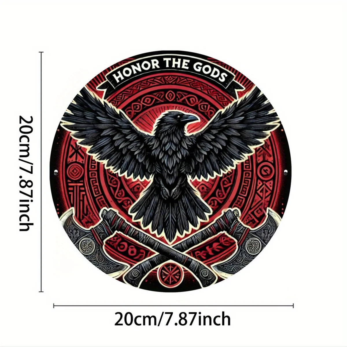 Viking Themed Metal Sign - 7.8 Inch Round Rustproof Iron Wall Art, Norse God Design for Home, Office \u0026 Coffee Shop Decor