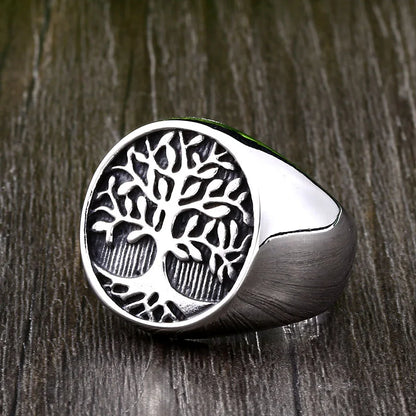 Stainless Steel Tree of Life Signet Ring