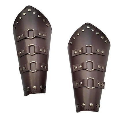 Medieval Vambrace Arm Cuff Adjustable Medieval Leather Bracers Long Style Knights Medieval Battle Arm Guard Bracers Halloween