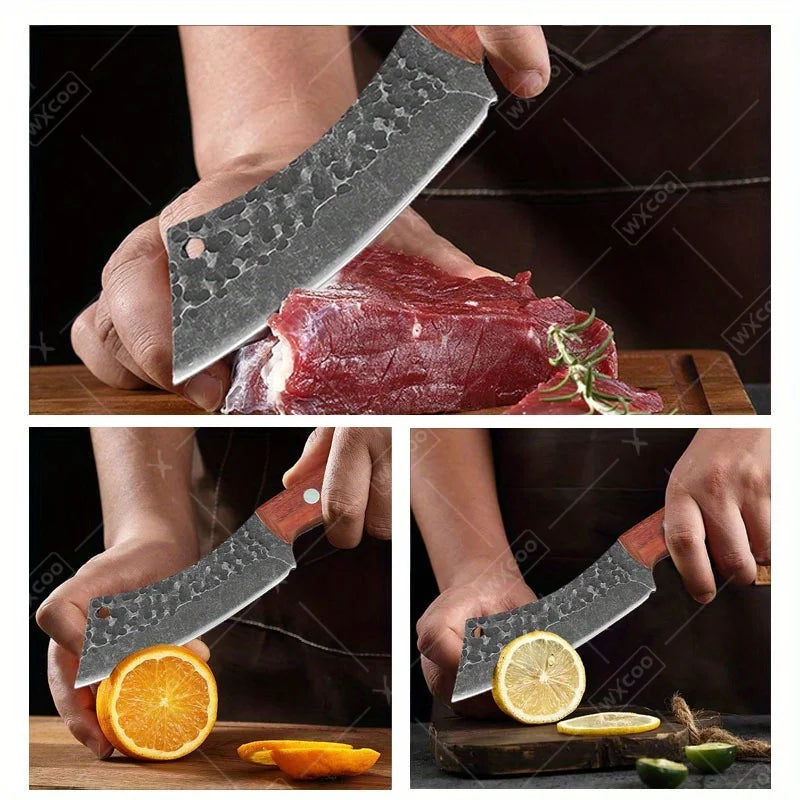 1PC Forging Boning Knife Stainless Steel Small Pocket Knife Barbecue Cleaver Outdoor Meat Cooking Wood Handle