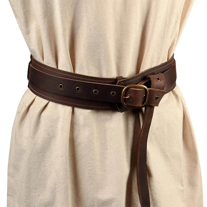 Upgraded Leather Vintage Medieval Belt Men Knight Waistband Pirate Gothic Tunic Robe Buckle Belt Halloween Costume Accessories