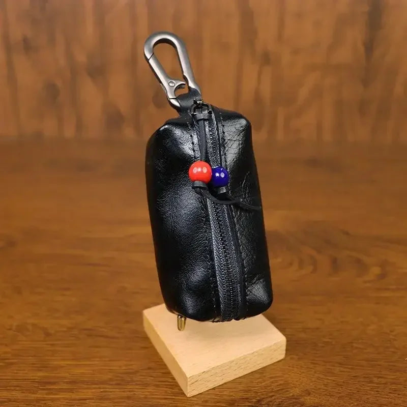 Hand-polished and leather key bag Men's retro waist hanging antique storage bag Cowhide key bag Viking wallet