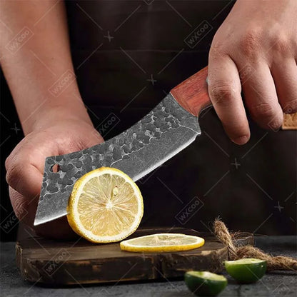 1PC Forging Boning Knife Stainless Steel Small Pocket Knife Barbecue Cleaver Outdoor Meat Cooking Wood Handle