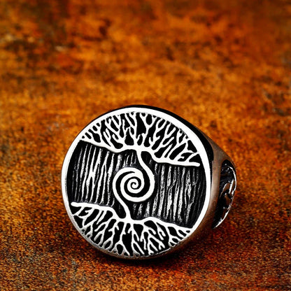 Stainless Steel Tree of Life Signet Ring