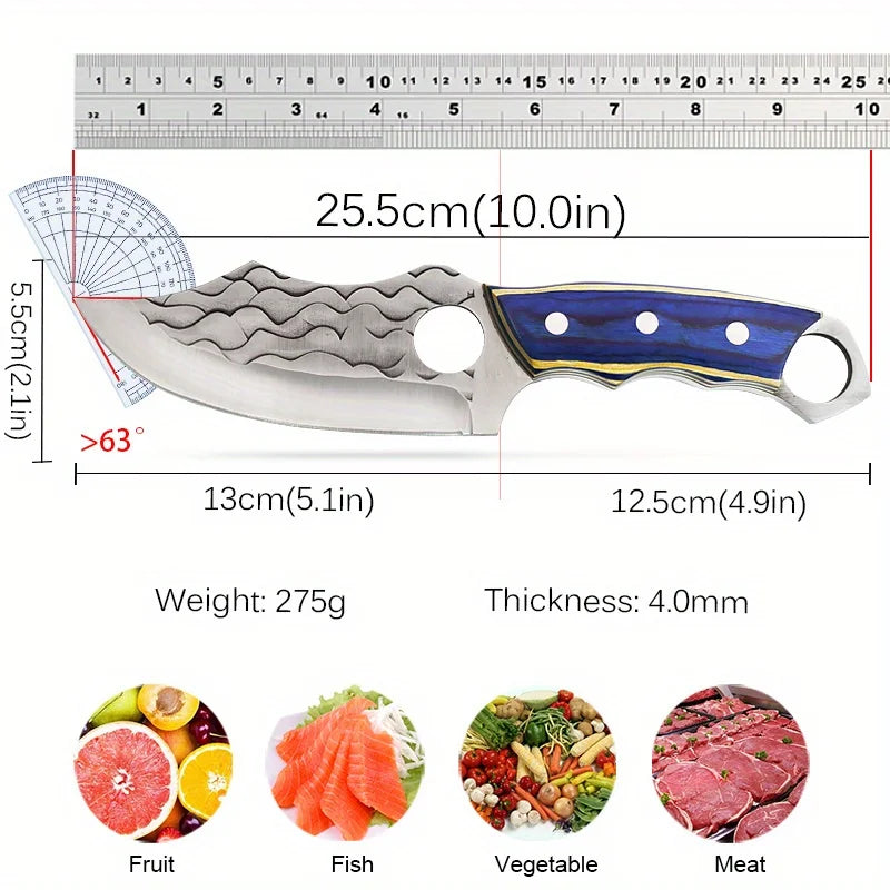 1 PC Stainless Steel Professional Kitchen Knife Handmade Forged Boning and Slicing Cleaver with Wooden Handle