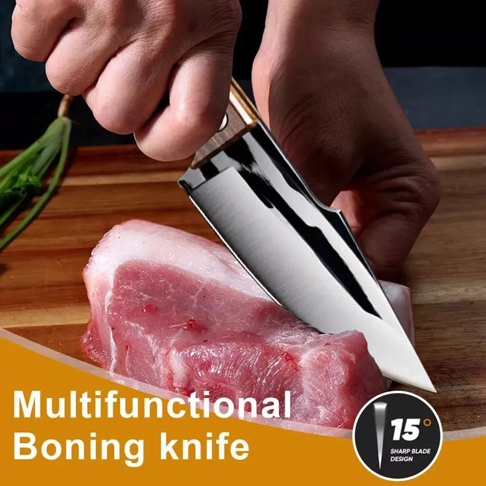 3Pcs Viking knife Chef Knife Japan Kitchen Meat Cleaver Butcher Boning Knife BBQ