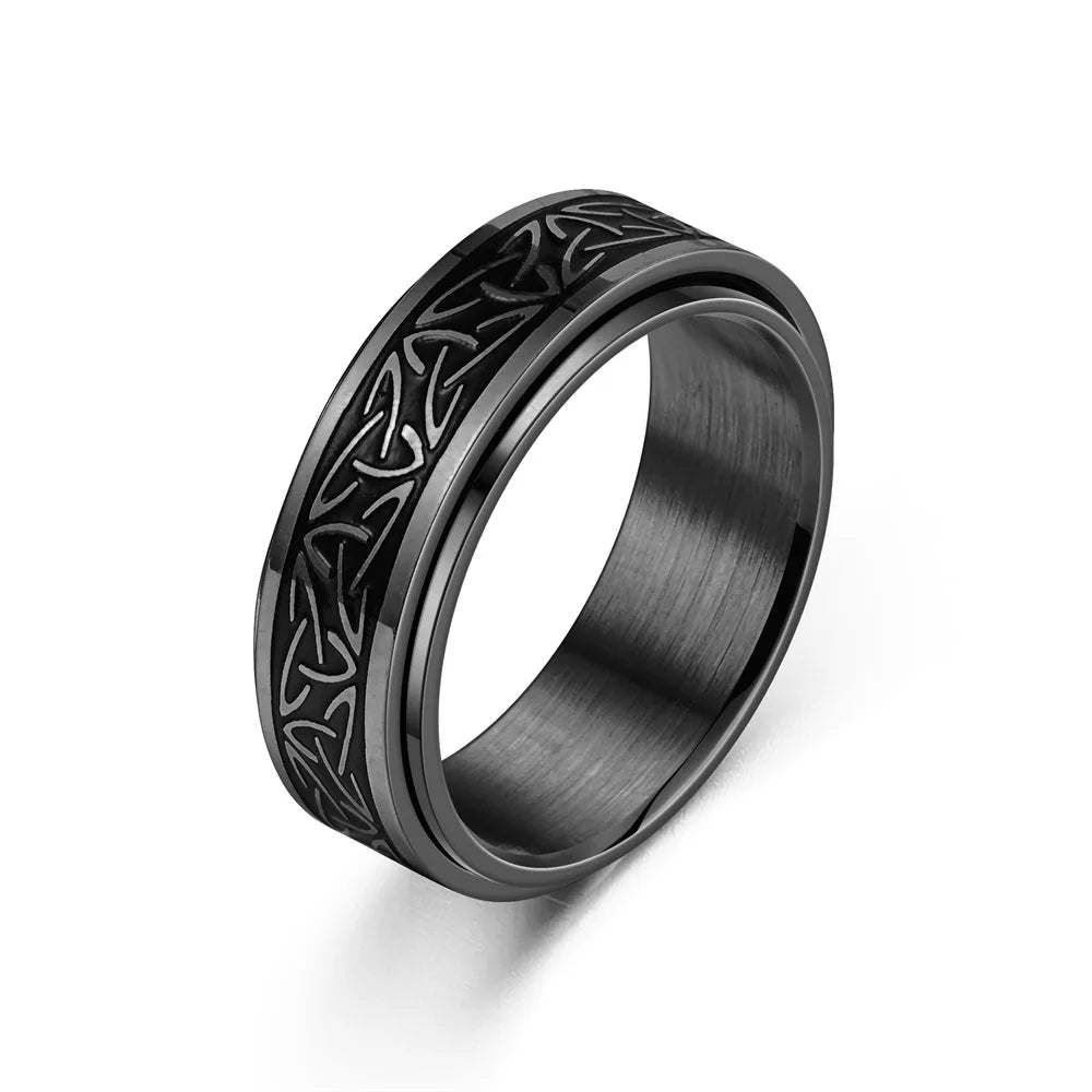 Viking Celtic Knot Rune Rotating Anxiety Joint Ring For Men Anti Stress Stainless Steel Spinner Fidgets Ring Anillo Antistress