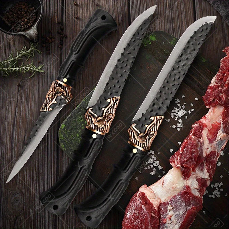 8PCS Professional Kitchen Chef Knife Set Stainless Steel Forged for Cooking Meat Vegetable Fish Utility Cutting