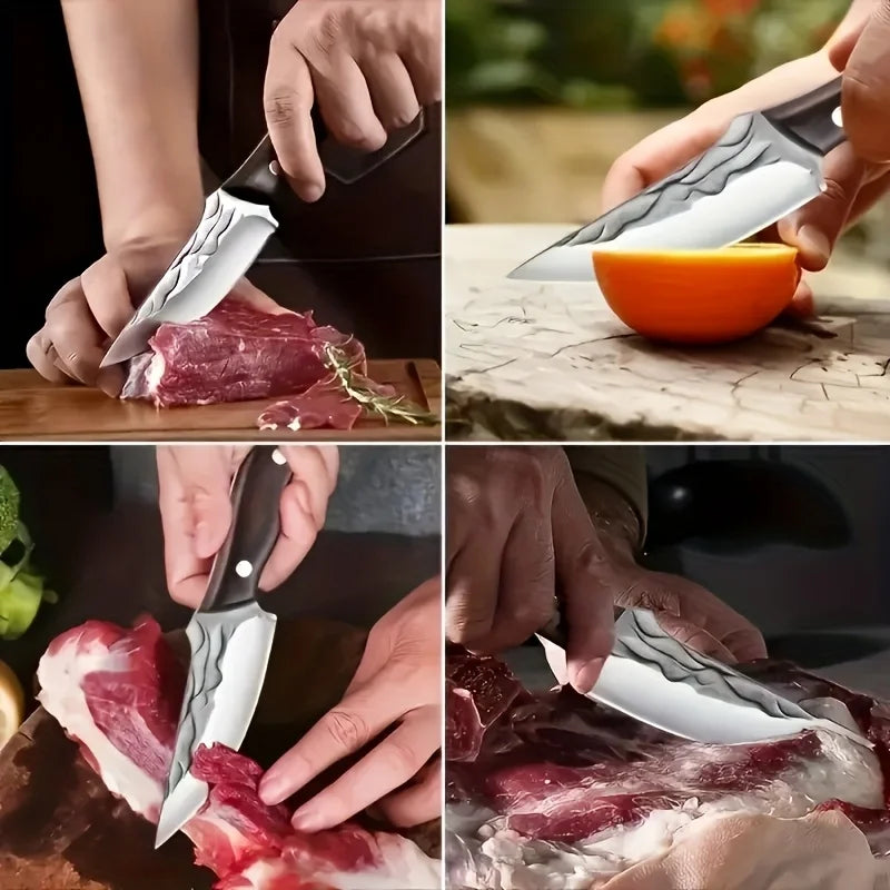Kitchen knives, boning knife, boning knife with scabbard,  Outdoor darling, Hand-Forged Hammered Knife