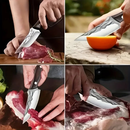 Kitchen knives, boning knife, boning knife with scabbard,  Outdoor darling, Hand-Forged Hammered Knife