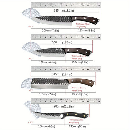 3PCS/5PCS Professional Kitchen Chef Knife Set High Quality Stainless Steel Handmade Boning Knife Sharp Meat Cleaver Nitrile