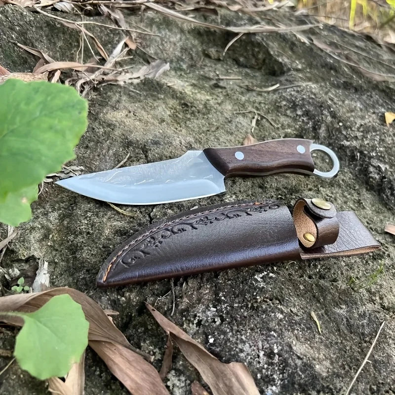 Kitchen knives, boning knife, boning knife with scabbard,  Outdoor darling, Hand-Forged Hammered Knife