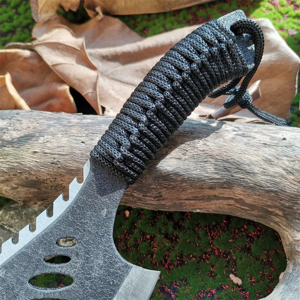 Stainless Steel Survival Hunter Tomahawk Ax: Lightweight Camping Axe with Paracord Handle & Nylon Sheath