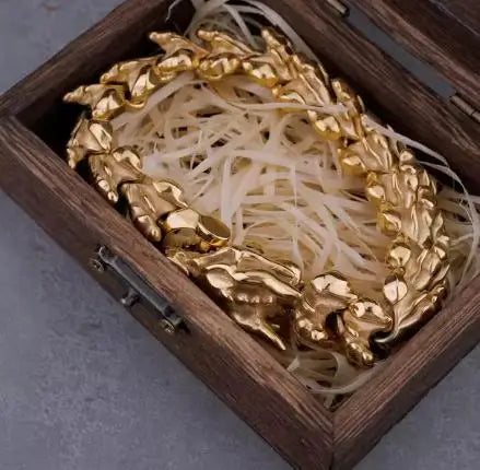 New Viking Ouroboros vintage punk bracelet for men stainless steel fashion Jewelry hippop street culture with wooden box