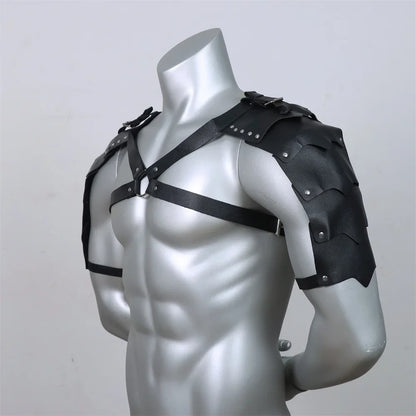 Medieval leather wide waistband brave knight role-playing Viking wristband Halloween Coplay shoulder armor accessory set