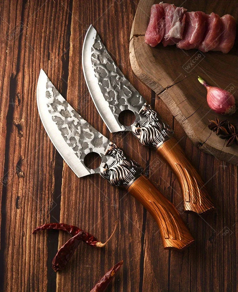 6Pcs Professional Kitchen Chef Knife Set Stainless Steel Utility Knife Boning Knife Butcher Knife Fish Knife Cutting Knife