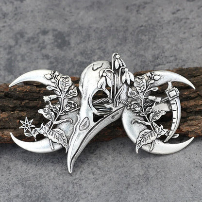 4PCS Witch Viking Norse celtic raven skull Barrette Hairpin Gothic Hair Accessory