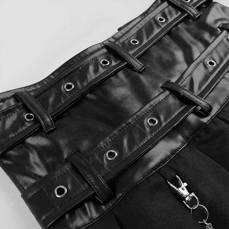 Men's Leather Skirt Spring And Autumn New Rock Non-Mainstream Punk Style Casual Large Size Half Skirt  cosplay costumes