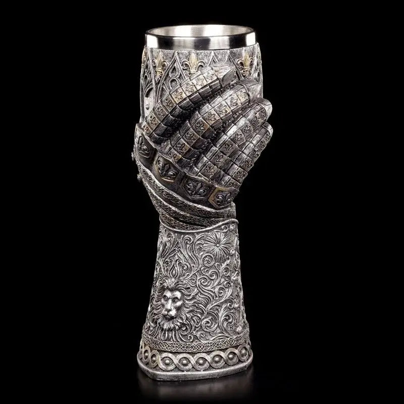 Nordic Mythology Wine Glass Armoured Glove Chalice Resin Stainless Steel Goblet Cocktail Glasses Whiskey Cup Pub Bar Drinkware