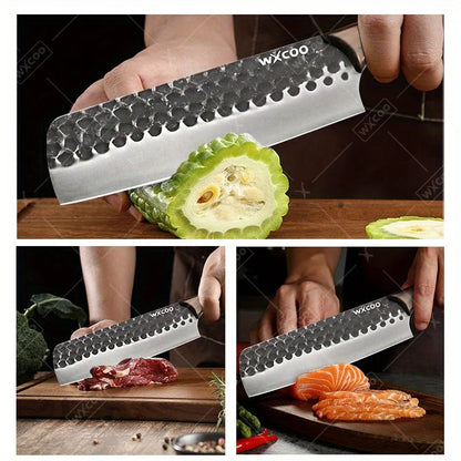 2 Pcs Stainless Steel Kitchen Chef Knife Set Hand Forged Multipurpose Butcher Boning Knife with Wooden Handle for Cooking