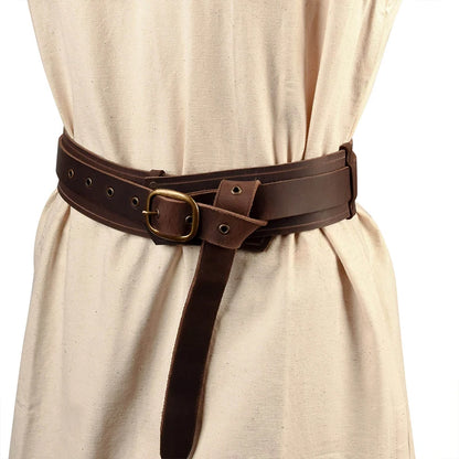 Upgraded Leather Vintage Medieval Belt Men Knight Waistband Pirate Gothic Tunic Robe Buckle Belt Halloween Costume Accessories