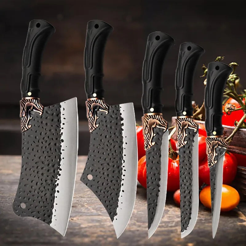 1PCS 6PCS 7PCS Professional Stainless Steel Chef Knife Set Handmade Forged Kitchen Knives Vegetable Cutting Utility Boning Fish
