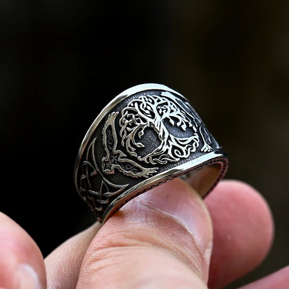Stainless Steel Tree of Life Signet Ring