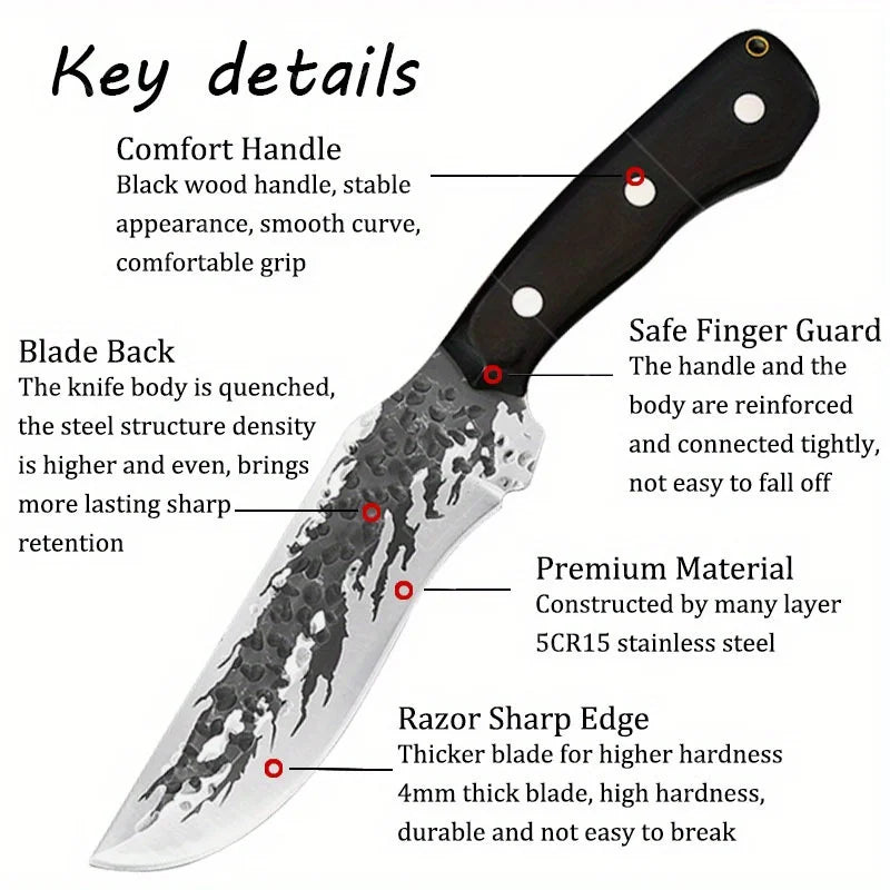 2PCS Stainless Steel Knife Handmade Forged Cleaver Boning Fish Barbecue Camping Outdoor Kitchen Knife