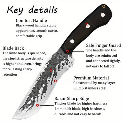 2PCS Stainless Steel Knife Handmade Forged Cleaver Boning Fish Barbecue Camping Outdoor Kitchen Knife