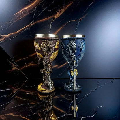 Medieval Dragon Wine Glass Sword Resin Stainless Steel Goblet Chalice Cocktail Glasses Whiskey Cup Champagne Cups Bar Drinkware
