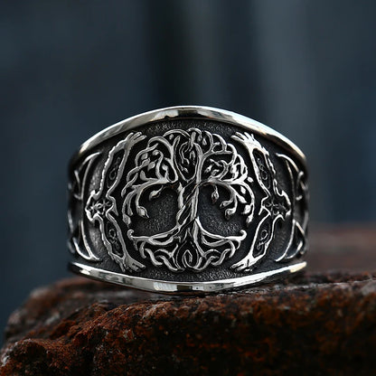 Stainless Steel Tree of Life Signet Ring