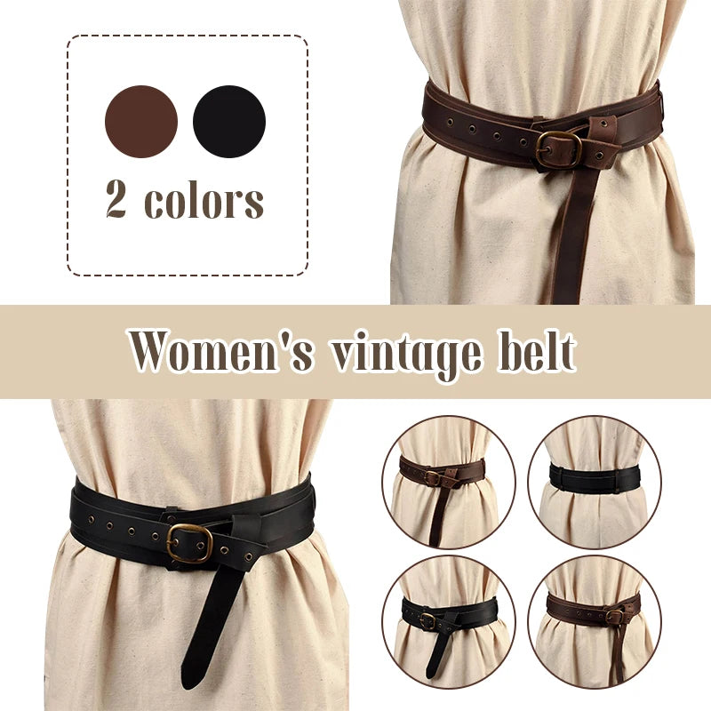 Upgraded Leather Vintage Medieval Belt Men Knight Waistband Pirate Gothic Tunic Robe Buckle Belt Halloween Costume Accessories