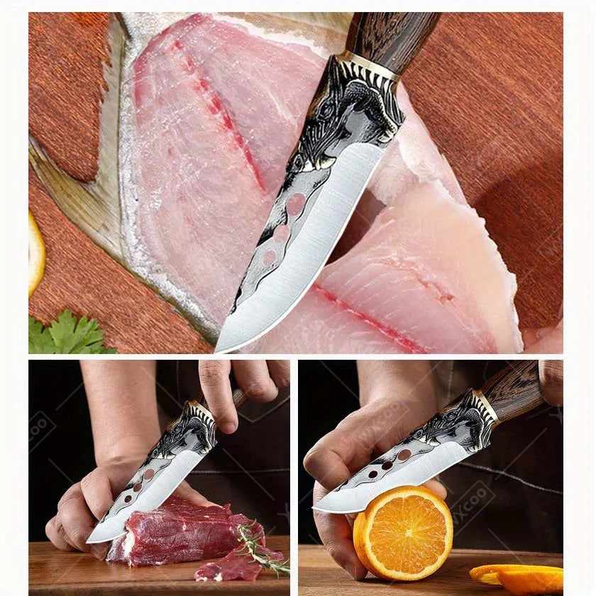 2PCS Professional Kitchen Chef Knife Set Forged Stainless Steel Boning Knife Multipurpose Butcher Knife Cooking Knife Cleaver
