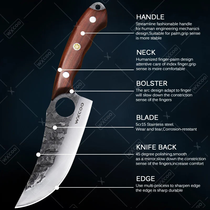 3 PCS Stainless Steel Boning Knife Set Professional High Quality Sharp Handmade Forged Kitchen Utility Cutting Knives