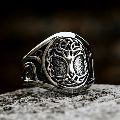 Stainless Steel Tree of Life Signet Ring