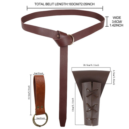 3pcs Vintage Viking Warrior Medieval Knight Belt Scabbard Halloween Cosplay Costume Weapon Accessories