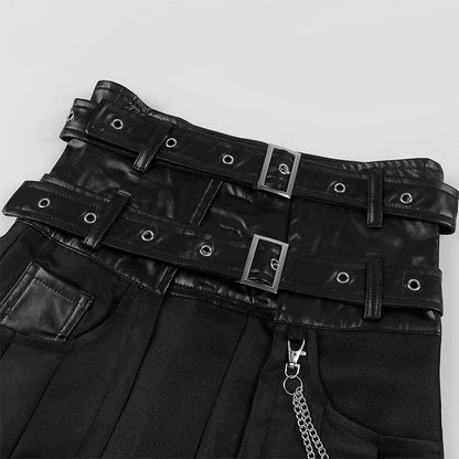 Men's Leather Skirt Spring And Autumn New Rock Non-Mainstream Punk Style Casual Large Size Half Skirt  cosplay costumes