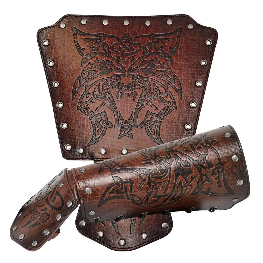 Medieval Arm Gauntlets Feather Viking Wrist And Hand Bracer Nordic Viking Style Hand Guard Costume For Playing Roles For Cosplay
