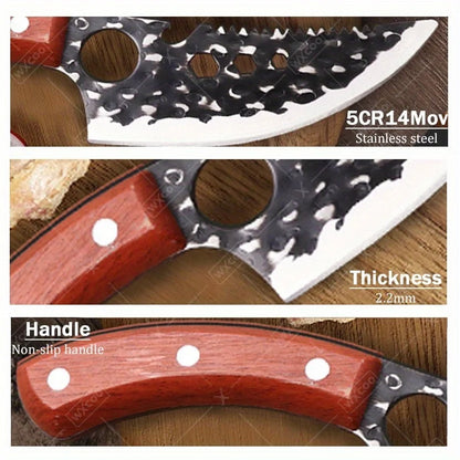 3 Pcs Professional Handmade Forged Knife Kitchen Utility Knife Cleaver Butcher Boning Chef Multipurpose Scissors Poultry Fish
