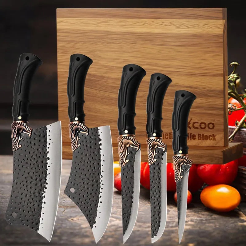 1PCS 6PCS 7PCS Professional Stainless Steel Chef Knife Set Handmade Forged Kitchen Knives Vegetable Cutting Utility Boning Fish