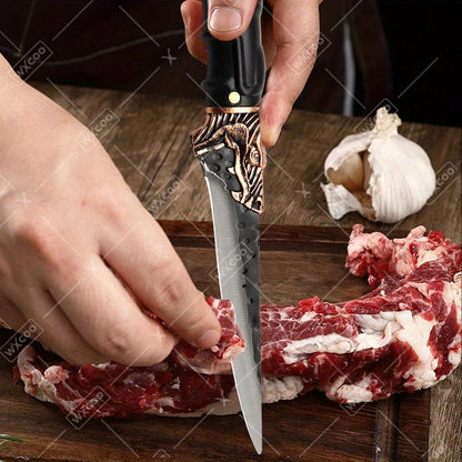 8PCS Professional Kitchen Chef Knife Set Forged Stainless Steel Utility Boning Vegetable Fish Cutting Butcher Scissor for Meat