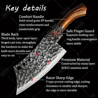 6Pcs Professional Kitchen Chef Knife Set Stainless Steel Utility Knife Boning Knife Butcher Knife Fish Knife Cutting Knife