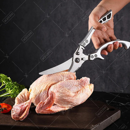 2pcS Kitchen Knife Stainless Steel Handmade Boning Cleaver Butcher Scissors Vegetable Fruit Bone Knife