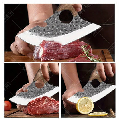 3 Pcs Professional Handmade Forged Knife Kitchen Utility Knife Cleaver Butcher Boning Chef Multipurpose Scissors Poultry Fish
