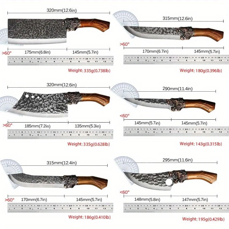 9PCS Professional Kitchen Chef Knife Set Stainless Steel Utility Knife Cutters Mini Knife Butcher Knife Boning Fish Pizza Cheese