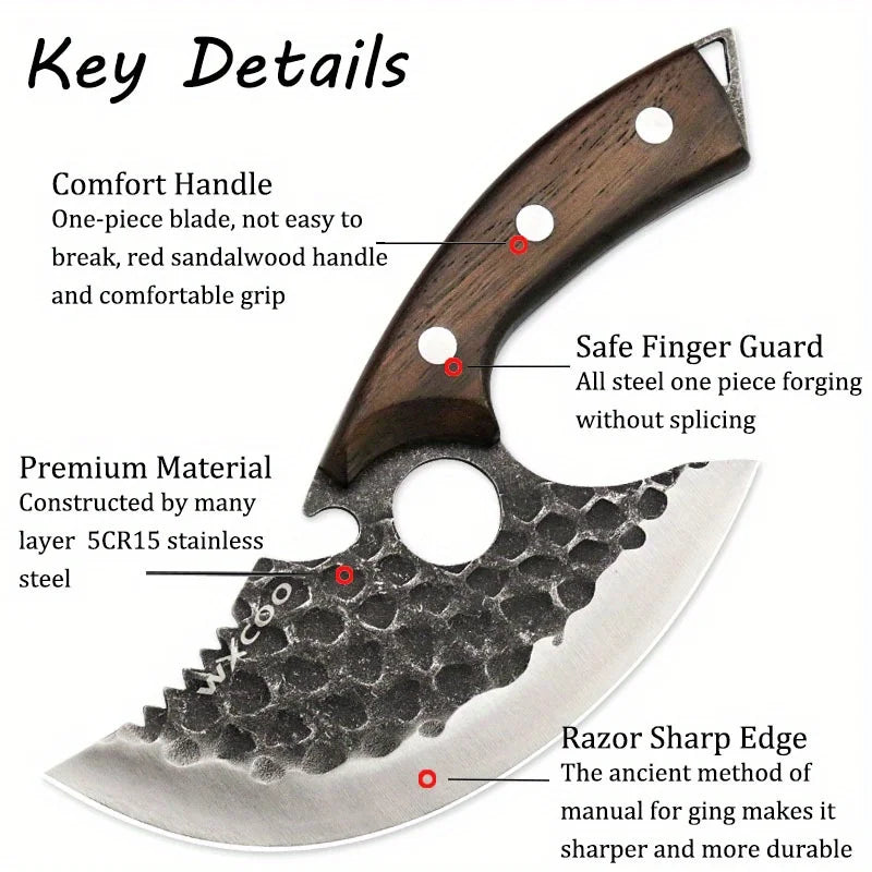 4PCS Stainless Steel Knife Set Handmade Professional High Quality Sharp Multipurpose Kitchenware Forged Mini Cheese Boning Pizza