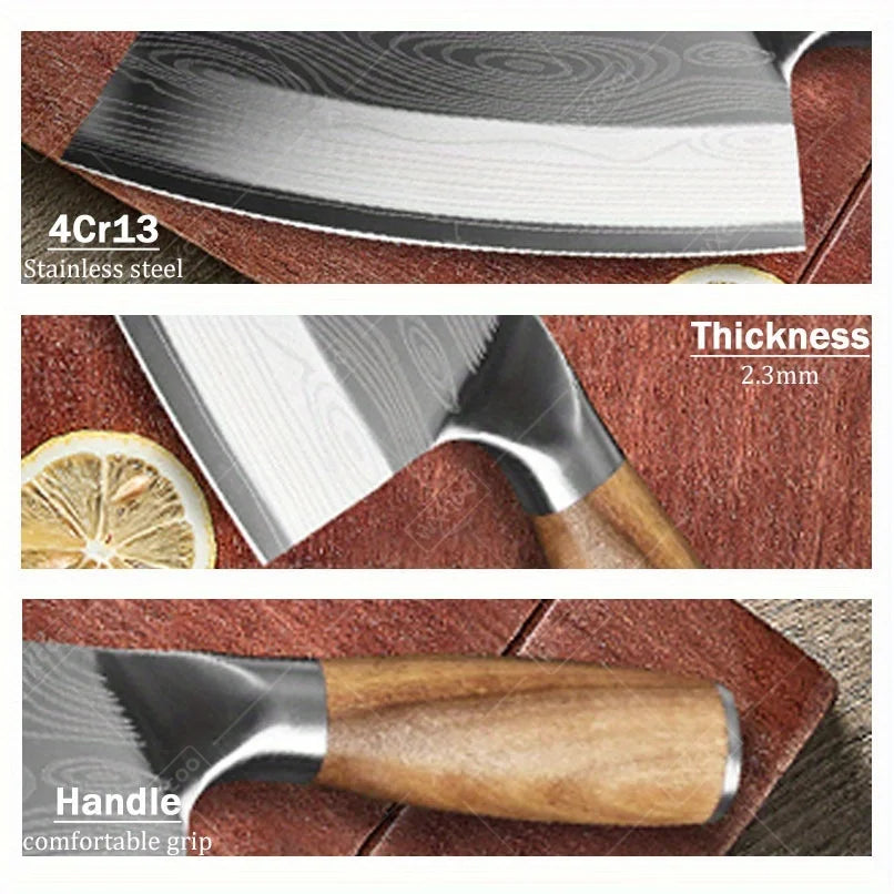 3Pcs Multipurpose Knife Small Pocket Kitchen Chef Knife High Carbon Steel Boning Slicing Mini Knife Stainless Steel Santoku
