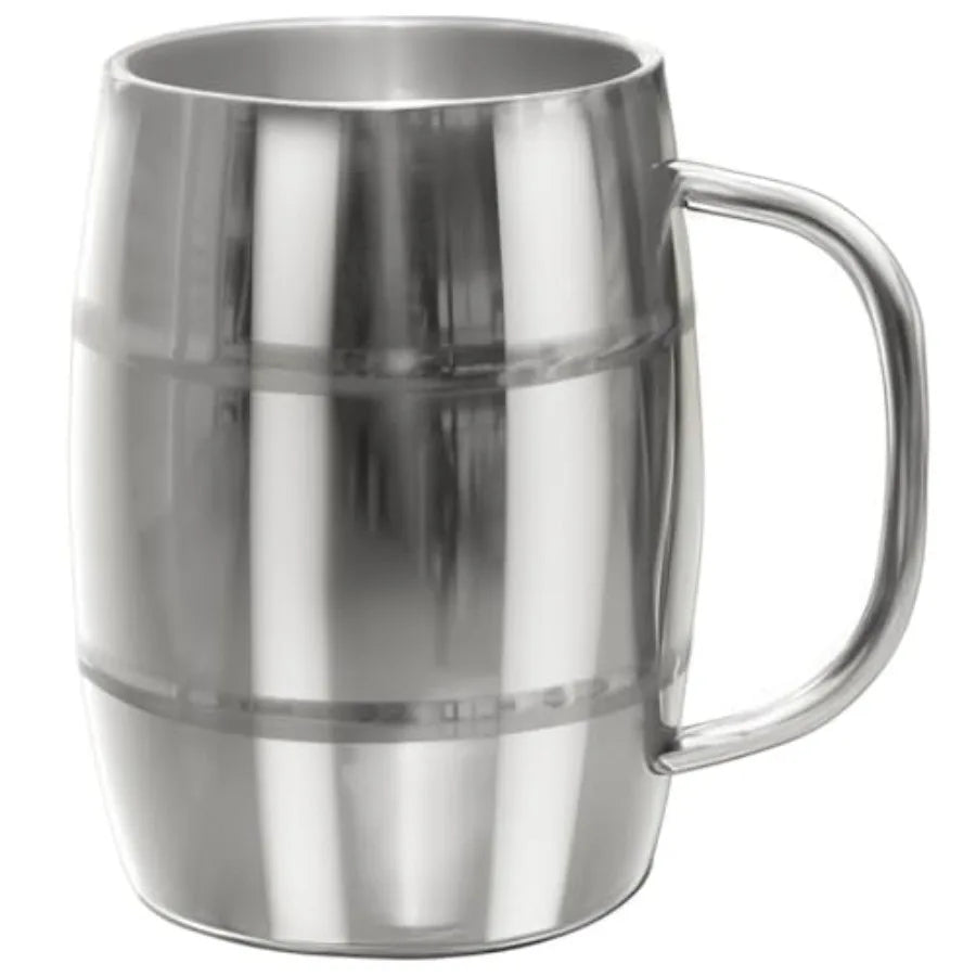 Beer Mugs Viking Cup for Beer Enthusiasts 34 oz Stainless Steel Mug with Handle Unique Barrel Stein for Men Ideal Coffee Tumble