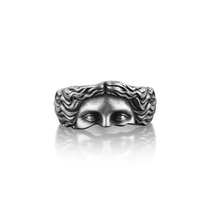Retro Half Face Venus Ring For Men Women Greek Mythology Vintage Punk Gothic Art Open Ring Unisex Accessories Designer Jewelry
