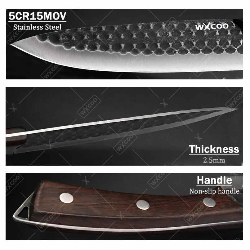 4 Pcs Stainless Steel Kitchen Chef Knife Set Multipurpose Slicing Utility Boning Paring Cutting Knives Hand Forged Mini Meat